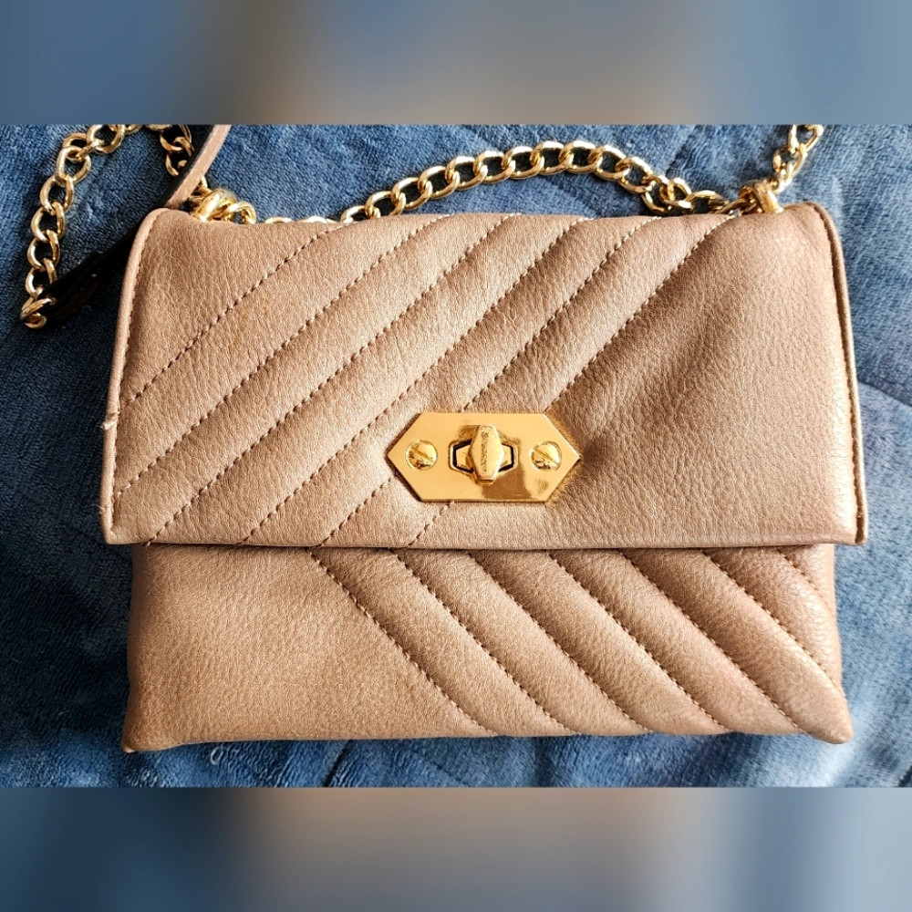 Steeve Madden Tan Quilted Shoulder Bag